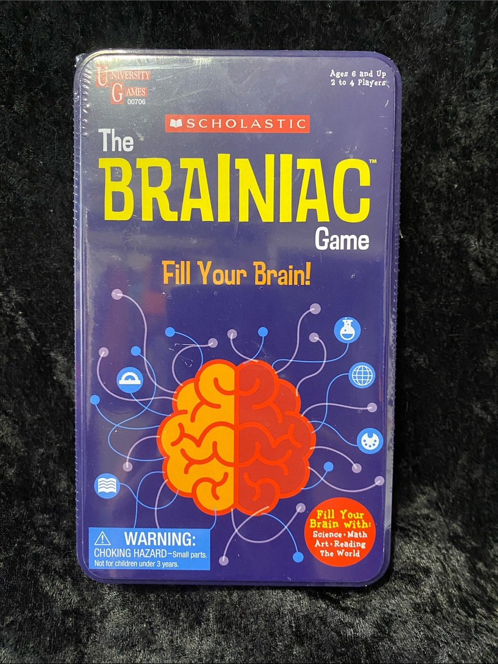 Scholastic Brainiac Game — Purple Box with Orange & Yellow Brain